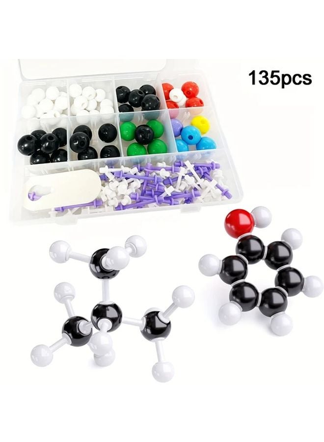 135 قطعة مجموعة نماذج جزيئية أداة تعلم بنية الذرة الكيميائية للطلاب والمعلمين - Image 1